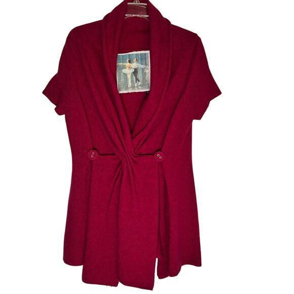 Burning Torch Short Sleeve Mid-Length Cardigan Sweater Womens Large Magenta Pink - Picture 1 of 5